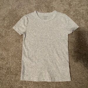 American Eagle Ribbed Short Sleeve Top – Heather Grey – XS – Small Flaw